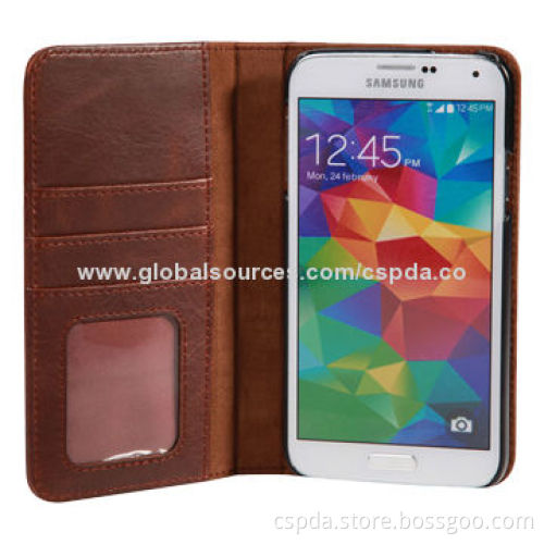 Premium PU leather wallet case for Samsung Galaxy S5, with card slot design, OEM orders welcomed